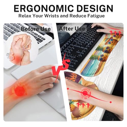 Britimes Keyboard Mouse Pad Set, 4 in 1 Desk Mat Set, Summer Pineapple - color: Summer Pineapple