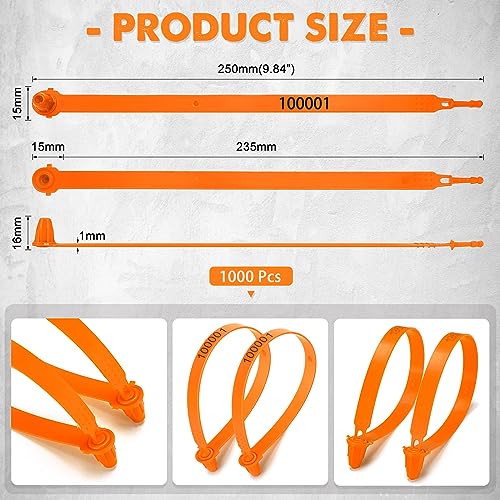 Roowest 1000 Pcs Plastic Truck Trailer Door Seals, Tamper Evident Security Tags, Numbered Safety Disposable Locks for Container Logistics Transport Package Shipping(Orange) - color: Orange
