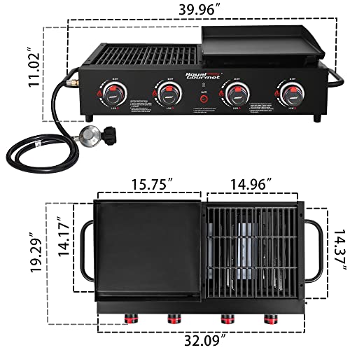 GD4001TB Propane Grill & Griddle Combo Black - size: 19*39*11
