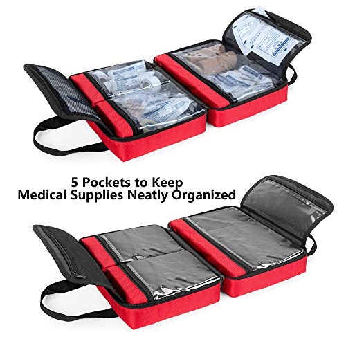 Trunab Small First Aid Kit Bag Empty Portable Emergency Kits Trauma Bag,Red - color: Red