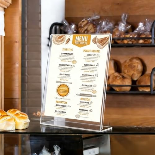 FixtureDisplays® 1PK 8.5 x 11" Clear Acrylic Sign Holder with Slant Back Design Portrait, Vertical Picture Frame 19780-8.5X11-NPF - size: 1 Pack
