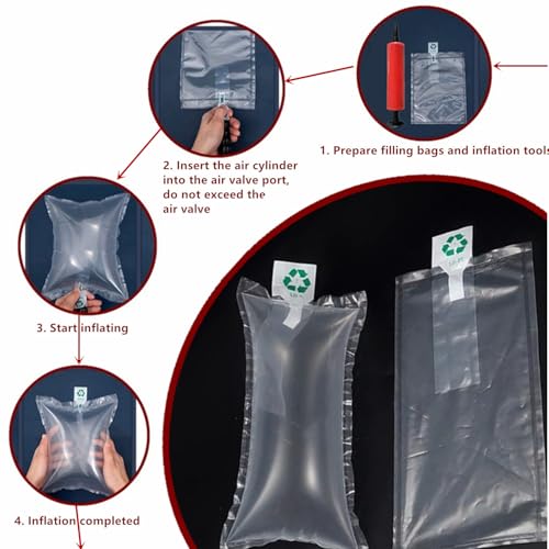 50 Pieces Packaging Air Bags, Clear Air Bubble Bag Air Cushions Buffer Bags Inflatable Air Packaging Protector Bag with Free Pump, 4x6 Inches