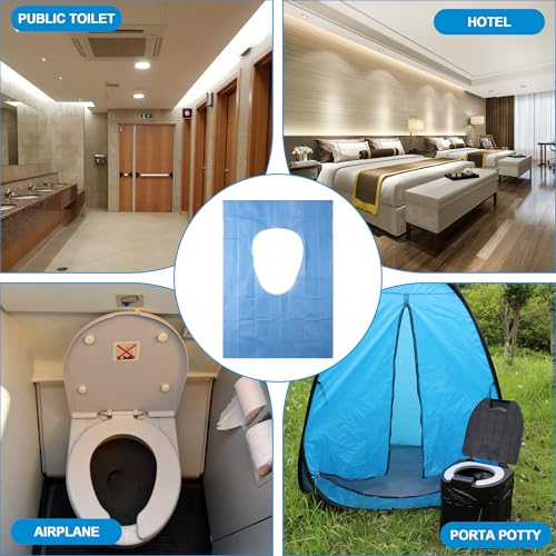 Disposable Toilet Seat Cover (60 Pack) - XL for Adults and Kids, 100% Biodegradable Travel Supplies Essentials for Public Restrooms, Airplane, Camping, Festivals-PE-coated Paper - color: PE-coated Paper