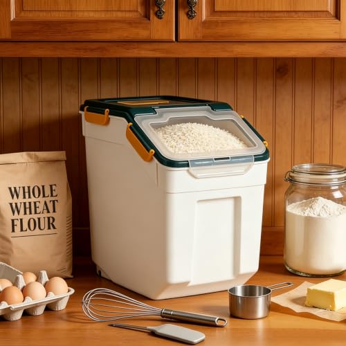 Saim 2-Pack 50lb Flour & Rice Storage Container with Wheels, Dark Blue - color: 2Pack 50lbs Dark Blue
