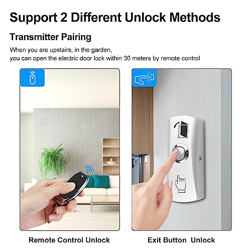 YiToo Fail-Secure Electric Strike Door Lock with 433MHz 12VDC Remote Control for Access Control System - style: With Fail-secure Strike Lock