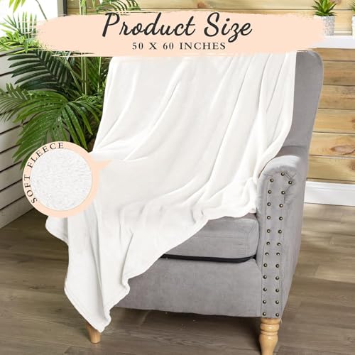 Tinideya Flannel Fleece Throw Blanket Bulk 50 x 60 Inch Soft Fleece Blanket Warm Throw Blankets Coral Blankets for Couch Sofa Home Wedding Gifts Season - color: Cream White