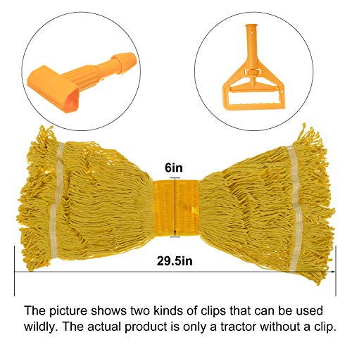 Mop Head Replacement,Commercial Mop Heads,Cotton Washable Industrial Mop Head,6 Inch Heavy Duty Mop Heads,Wet Industrial Cleaning Mop Head for Home,Industrial and Commercial Use Clean(Yellow) - color: Yellow, size: 1 Pack
