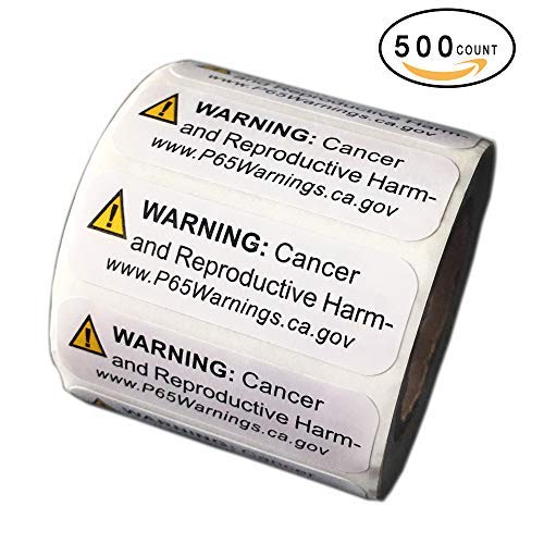FirstZi Adhesive California Prop 65 Warning Labels CA P65 Sticker Paper Sign Short Form Safety Alert Tag Decal - 0.5x1.5 Inches - 500 Stickers per Roll - size: 1 roll(500 labels)