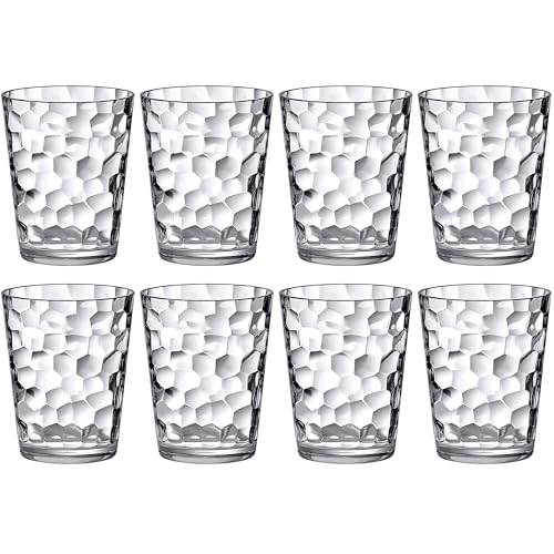 Amazing Abby - Iceberg - 10-Ounce Plastic Tumblers (Set of 8), Plastic Drinking Glasses, All-Clear Reusable Cups, Stackable, BPA-Free, Shatter-Proof, Dishwasher-Safe