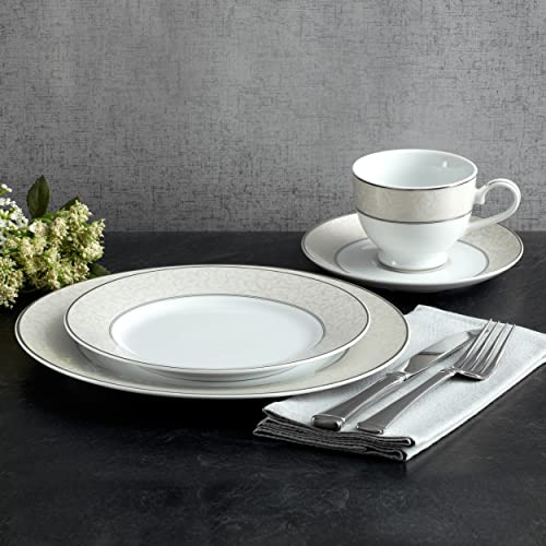 Mikasa Parchment 40-Piece Dinnerware Set, Service for 8, Durable Porcelain Plates, Bowls, and Mugs with Contemporary Design, Dishwasher Safe - color: Parchment