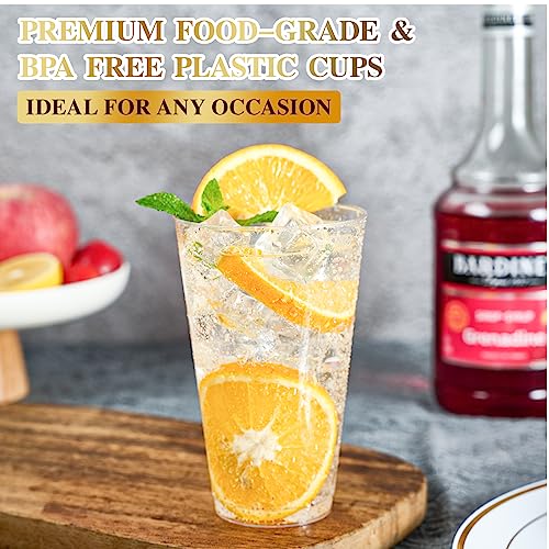 FOCUSLINE 100 Pack 16 oz Large Clear Plastic Cups, Disposable Drinking Cups - color: 16 oz Clear