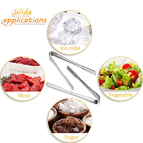 10-Piece Stainless Steel Ice Tongs - Sawtooth Food Serving Tongs for Restaurant, Hotel, Ice Bucket - 7.5 Inch