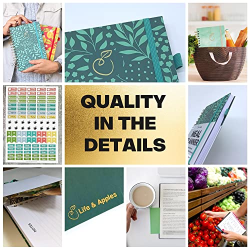 Life & Apples Weekly Meal Planner Notebook with Grocery List, Forest - color: Forest