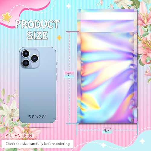 FUNFERY 4.7x7 in Holographic Mylar Poly Mailers Self Sealing Adhesive Bag - color: Holographic Self Adhesive-50P, size: 4.7x7 inch