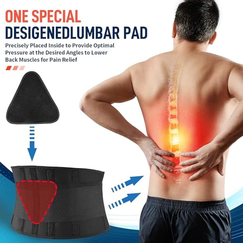 Back Brace for Lower Back Pain Relief - Adjustable Lumbar Support Belt for Sciatica, Herniated Disc, 3D Pad, Scoliosis - Breathable Mesh Lower Back Support with Removable Pad - For Men and Women (Large)