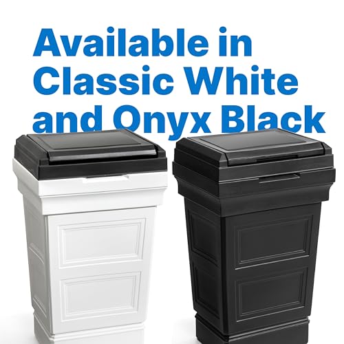 Step2 Atherton Large Garbage Container, Indoor/Outdoor Trash Can with Lid, Weather Resistant, Made of Durable Plastic, Weather-Resistant, Classic White - color: Classic White