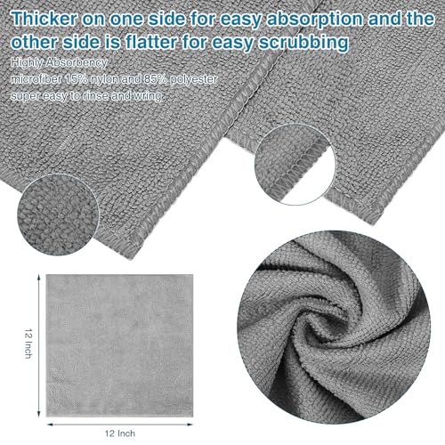 Macarrie 200 Microfiber Cleaning Cloths, 12 x 12 in, 200 GSM, Gray - color: Gray
