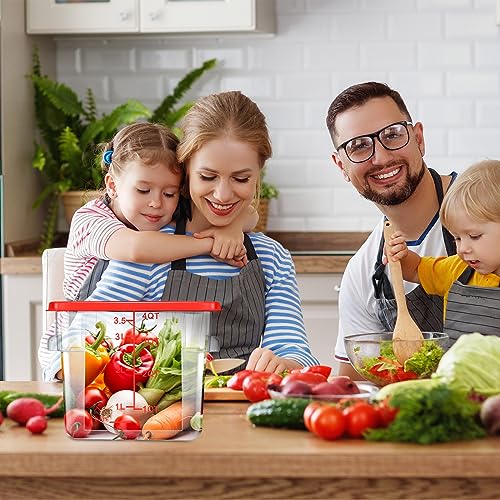 Barydat 4 Pcs Square Food Storage Containers with Lids 2qt & 4qt, Red - color: Red
