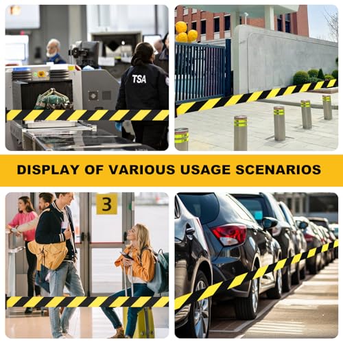 2 Pcs 16.4 ft Magnetic Wall Mount Retractable Belt Barrier, Yellow - size: Black Yellow Rope
