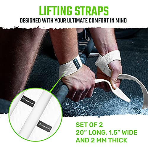 Lifting Straps for Weightlifting, Padded Wrist Support Wraps, 2 Pack - color: White