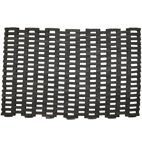 Durable Corporation Durite Outdoor Entrance Mat, Recycled Rubber Tire-Link Doormat, Heavy Duty Straight Weave Drainage Mat, Black, 20" x 30" - size: 30"L x 20"W x 0.6"Th