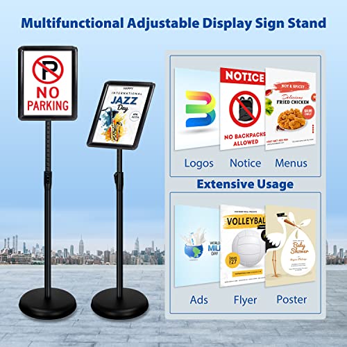 6-Packs Sign Holder Stand for Display 8.5x11 Inch - Adjustable Floor Standing Sign Holder - Pedestal Poster Stand with Vertical & Horizontal View, Indoor/Outdoor Business & Store Signage(Black) - color: Black, size: 8.5"x11"-6Pack