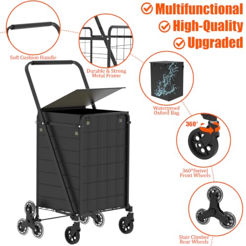 JIALIJIU Jumbo Stairs Climbing Shopping Cart with Waterproof Bag