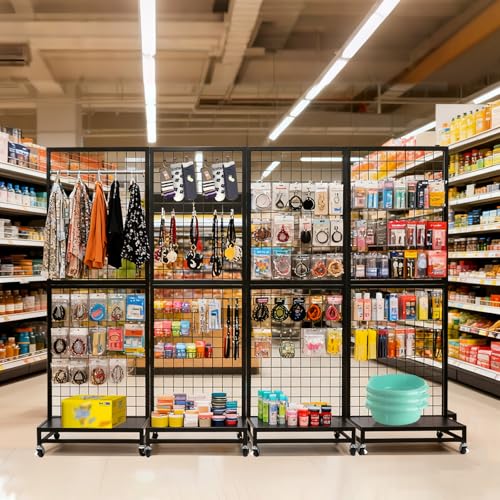 NectaCol Grid Wall Panels, 2'x 6' Gridwall Panel Display Stand with Baseplate, Black Wire Grid Wall Display Rack, Grid Panels for Display, Retail Display Stand - 1 Pack - size: 1 Pack