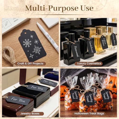 SALLYFASHION 100PCS Gift Tags with String Attached, 1.5X2.8 inch Black - color: 100 Pcs Black