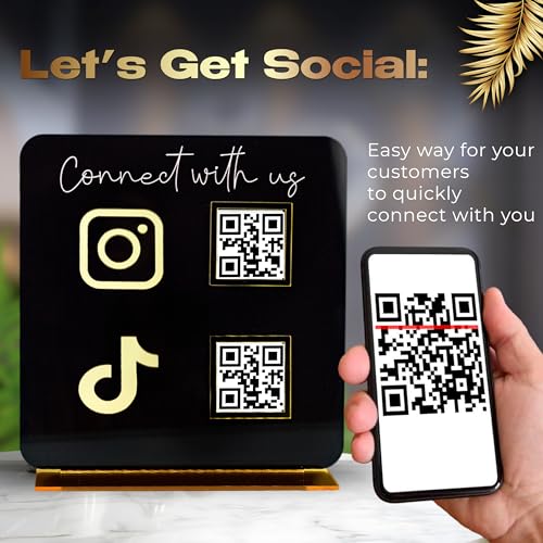 Skywin QR Code Sign for Business, Cash App QR Code Sign Stand - Black - color: Black