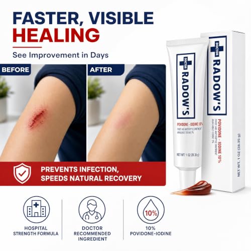 Povidone Iodine Antiseptic Ointment -10% Povidone Iodine, No Antibiotics, for Wounds, Burns, Cuts & More, Promotes Faster Healing, Home and Medical Use, 1 oz (28.35 g)