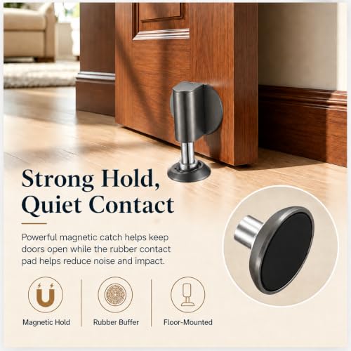 Magnetic Door Stopper for Bottom of Door with Magnetic Door Stop in Gray - color: Gray