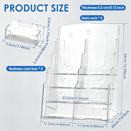 2 Pack 4 Tier Brochure Holder 8.5x11 inch Removable Divider Brochure Stand
