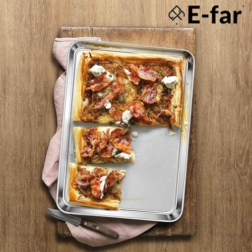 E-far Stainless Steel Baking Sheet, 18”x13” Cookie Sheet for Baking, 2PCS - size: 17.5"x13"
