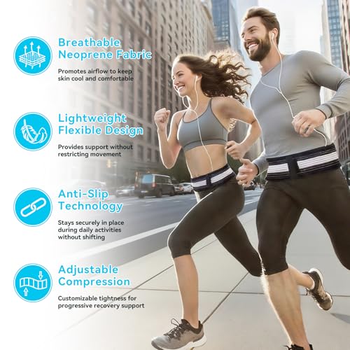 Lower Back Brace for Pain Relief - Adjustable Back Support Brace for Sciatica, SI Joint, Hip & Spine Pain - Breathable Lumbar Support Belt for Men Women for Work, Home or Exercise - size: XL (Hip Size 60"- 65")