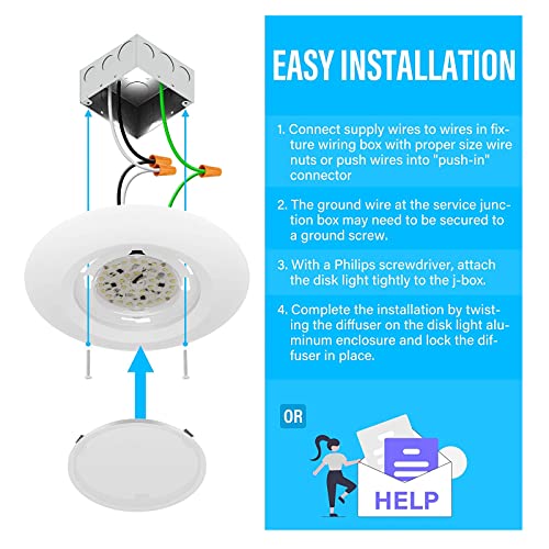 ZAGO 5CCT Switchable 6 Inch LED Disk Light: Surface Mount Low Profile Recessed Retrofit Ceiling Fixture for J Box, 4 Packs, Dimmable, 120V, 15W, 920LM, CRI>80, ETL, Wet Location - color: 5CCT Switchable White-4pack