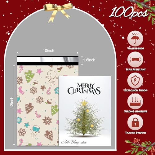 Christmas Poly Mailer 10x13 Inch 100 Pcs, Christmas Elements - color: Christmas Elements, size: 10x13 Inch 100Pcs