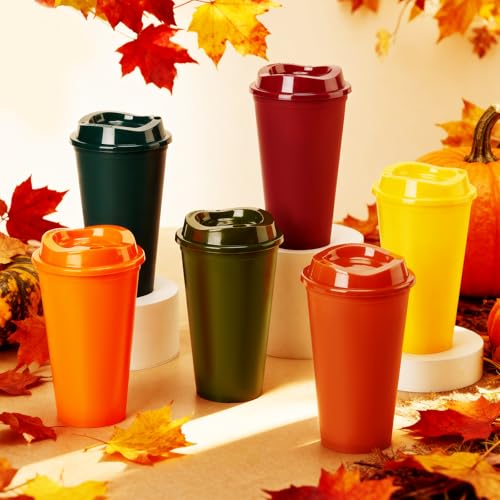 36 Pack Fall Coffee Cups with Lids 16 oz Fall Reusable Cups - color: Fall Color
