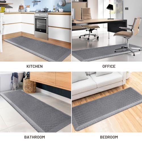 HappyTrends Kitchen Floor Mat - 4/5 Inch Thick Anti-Fatigue Kitchen Rug - color: Grey, size: 72"L x 22"W x 0.8"Th