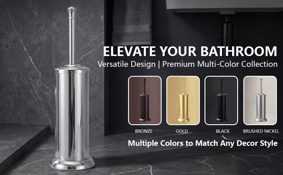 Stainless Steel Toilet Bowl Brush and Holder Set for Bathroom Long Handle - color: Chrome