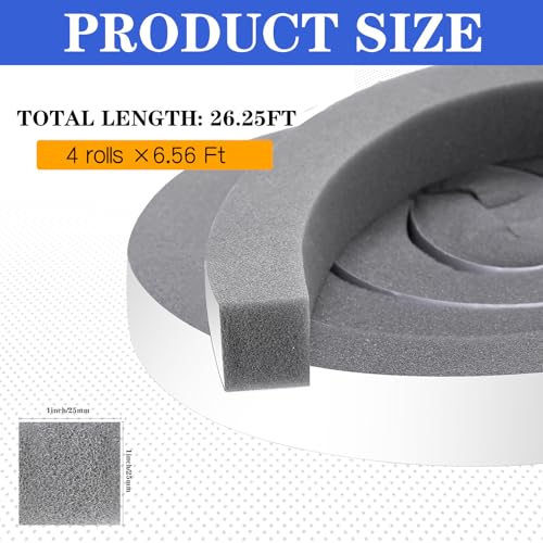 Pangda 26ft Weather Stripping Door Seal, 1" x 1" Foam Tape for Winter - color: Gray, size: 1in X 1in X 26ft