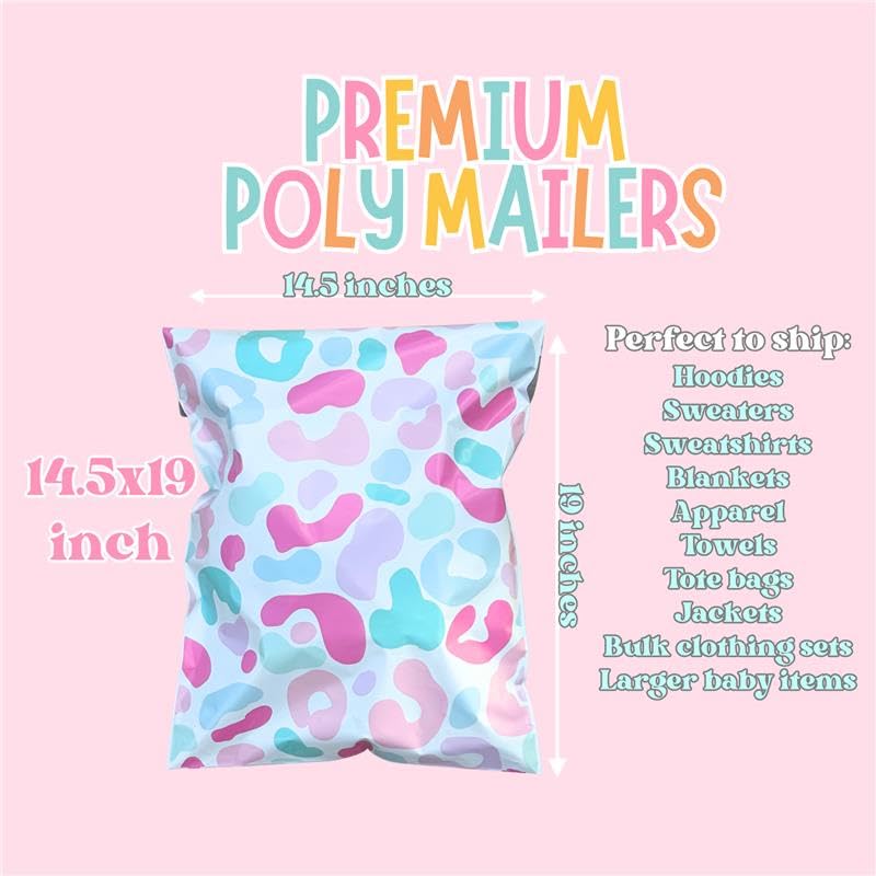 10x13 Designer Poly Mailer 100 Pack Heavy Duty Polymailers Waterproof Self Seal Shipping Bags Packaging for Small Business Large Mailing Envelopes Bulk Tear Resistant Packaging Chic Leopard - color: Chic Leopard, size: 10x13