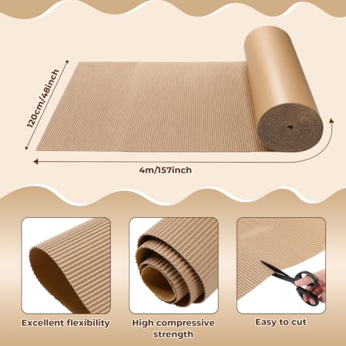 MotiMind Corrugated Cardboard Roll, 48 x 157 Inch Single Face Cushioned - color: Brown, size: 48 x 157 Inches