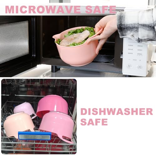 BoxedHome 4 Pack Nesting Mixing Bowl with Pour Spout and Handle, BPA free Microwave & Dishwasher Safe(Pink Gradient, 4 Pack with Handle) - color: Pink Gradient