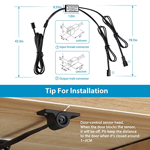 Litever Door Activated Switch 12~24VDC 3A, Separate Sensor.Black