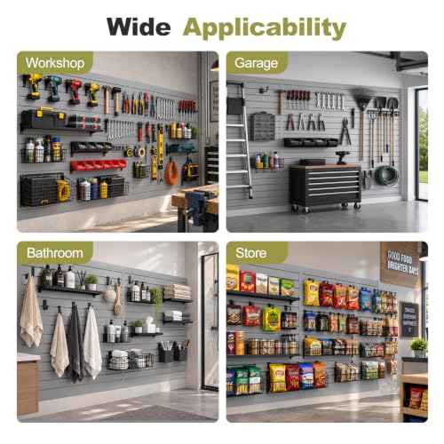 Hohuqeri Slatwall Panel Garage Wall Organizer, Grey, 4'H x 4'W - size: 4×4ft