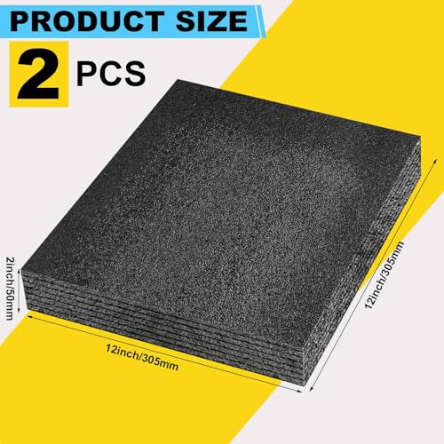 Hoolerry 2 Pcs Polyethylene Foam Block, 12" X 12" X 2", Black - size: 12" X 12" X 2"