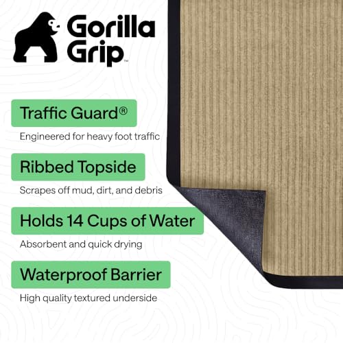 GORILLA GRIP Traffic Guard Indoor Outdoor Heavy Duty Door Mat, 72x48 Beige - color: Beige, size: 72" X 48"