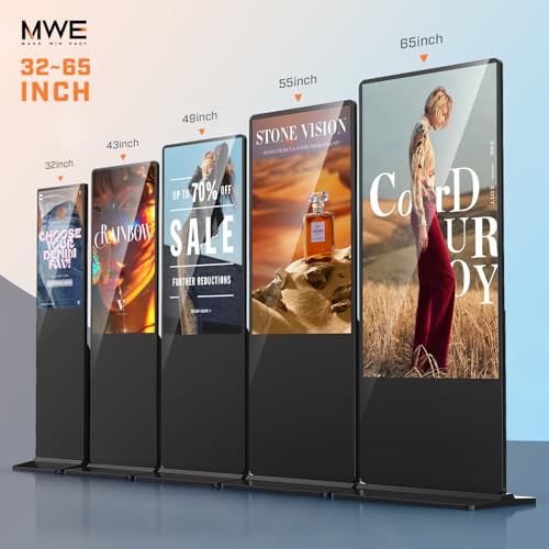 MWE 37 Inch Touchscreen Kiosk, Indoor Floor Standing Digital Signage Displays, Advertising Display LCD Totem with Custom Service, Interactive Display Poster Android System with Auto Media Player - color: Black, size: 37 inch, style: Touch-Screen