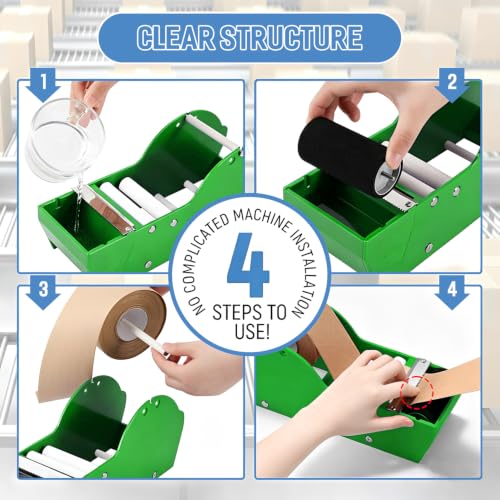 Water-Activated Tape Dispenser, Manual Kraft Gum Tape Dispenser, Green - color: Green